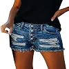 Jean Femme Taille Haute – Jean Adolescent Filles Stretch Sport Jean Oversize Coupe Droite Mini Short en Jean Short en Jean Tendance
