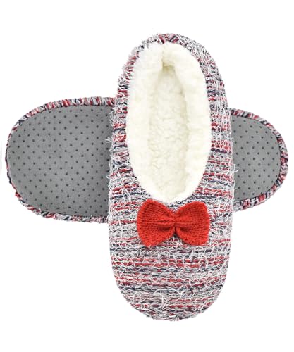Image of DICUIRD Womens Cozy&Warm Soft Sole Slipper Socks with Grippers-Girls Teddy Fleece Indoor Slipper with Non-skid Bottoms