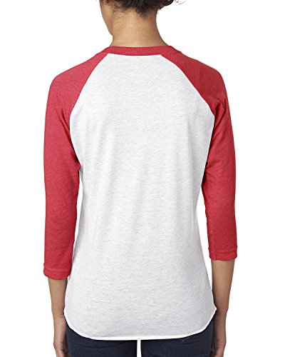 Next Level Unisex Triblend 3/4-Sleeve Raglan Vintage Red/Heather White, Xx-Large #TOP1