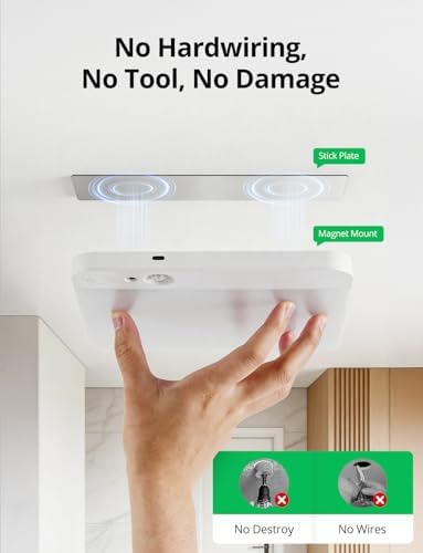 Bojim Battery Operated Shower Light Rechargeable Motion Sensor Ceiling Lights with Remote, Dimmable 3cct Cordless Light for Walk-in Closet Stair Porch Shed Basement Entry 2pack - 1