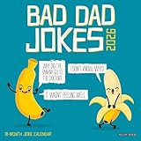 Willow Creek Press, Bad Dad Jokes 2026 Mini Wall Calendar, 7'' X 7'', 18-Month Calendar with Stapled Binding