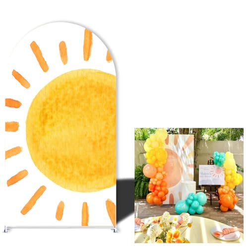 Here Comes The Son Arch Backdrop Cover, 6FT Stretch Fabric for Boho Baby Shower Party Photo Decoration