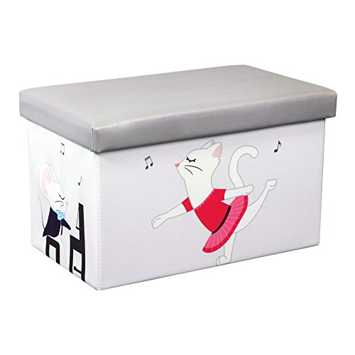 Otto & Ben Folding Storage Ottoman Chest with Foam Cushion Seat, Washable Faux