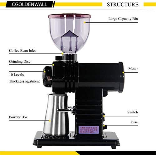 Electric Coffee Grinder Coffee Mill Machine Automatic Burr Coffee Bean Grinder Coffee Bean Powder Grinding Machine 10 Levels (Black)