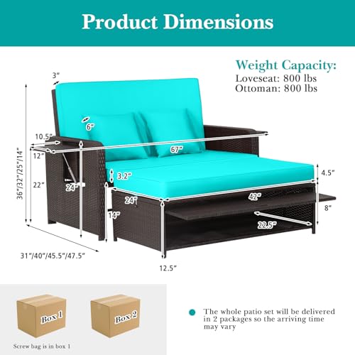 image for Goplus Nightcore Wicker Patio Outdoor Daybed, Outdoor Chaise Lounger w