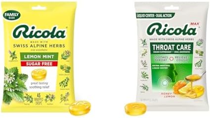 Ricola Sugar Free Lemon Mint Cough Drops - 45 Count Bag For Soothing Throats 7 thumbnail image