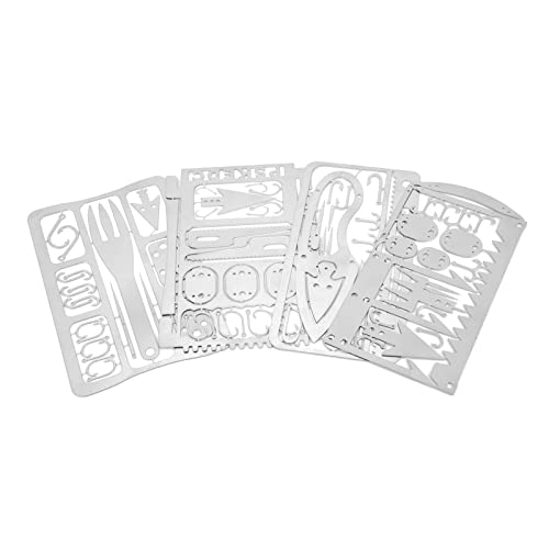 Cartão de sobrevivência, 4 peças, portátil, de aço inoxidável, conservante, multiferramentas, cartão