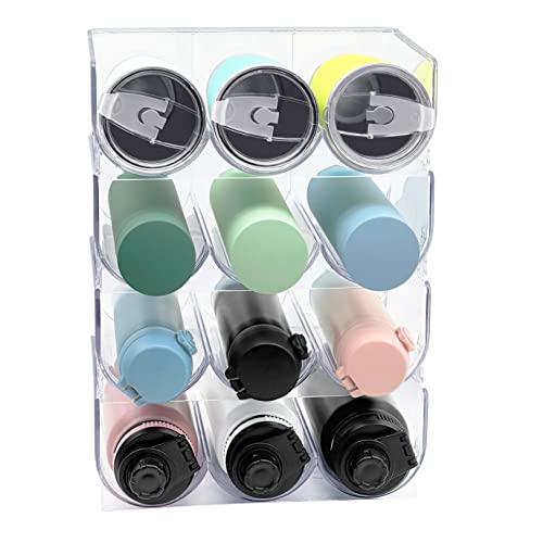 Water Bottle Organizer, Stackable Kitchen Home Pantry Organization And Storage Shelf, Plastic Water Bottle Holder Rack For Cabinet Fridge Organizer, Flask Tumbler Travel Mug Cup Organizer(4 Pack) #TOP20