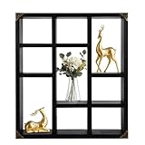 MITREL 17.7x15.7-Inch Shadow Box Shelf 9-Slot Rustic Floating Shelves Larger Wall Mounted Lightweight Solid Wood Display Freestanding Farmhouse Shelf (9C-Classic Black)