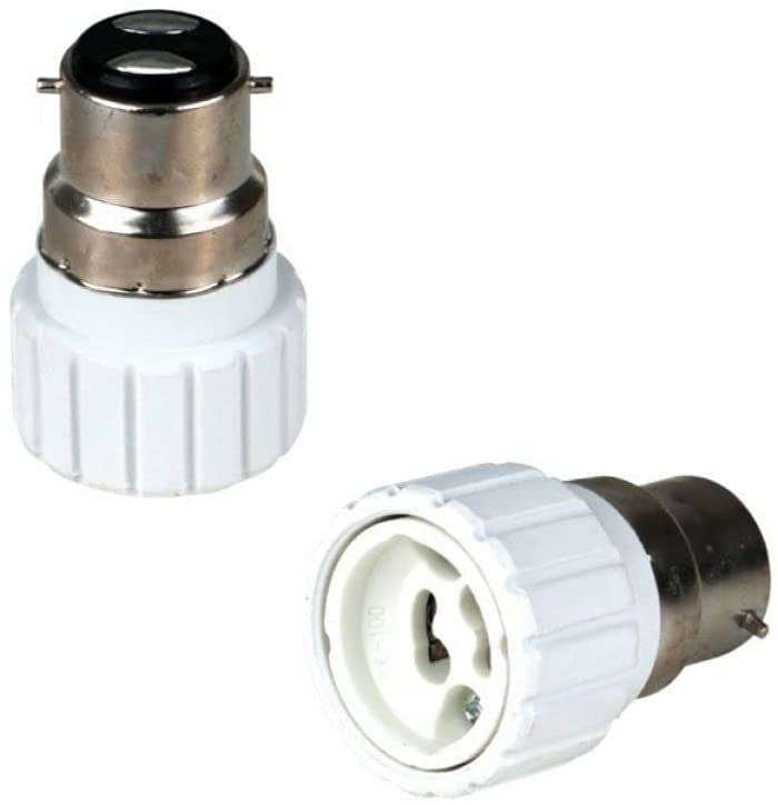 LumenEco Bayonet to GU10 Light Bulb Adaptor, LED Lamp Converter Holder with Pull Chain Switch, Silver