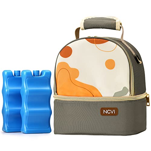 Image of NCVI Breastmilk Cooler Bag with Ice Pack, Insulated Lunch Bag for Women Men, Baby Bottle Bag Fits 6 Bottles for Nursing Mom Daycare, Double Deck Cooling Bag, Work, Picnic(Green)