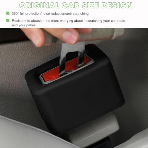 Image of povtii 2PCS Car Seat Belt Buckle Holder, Silicone Auto Seatbelt Buckle Booster Makes Receptacle Upright Buckling, Easy Access Seat Belt Buckle Safety Cover for Kids, Car Accessories (Black)