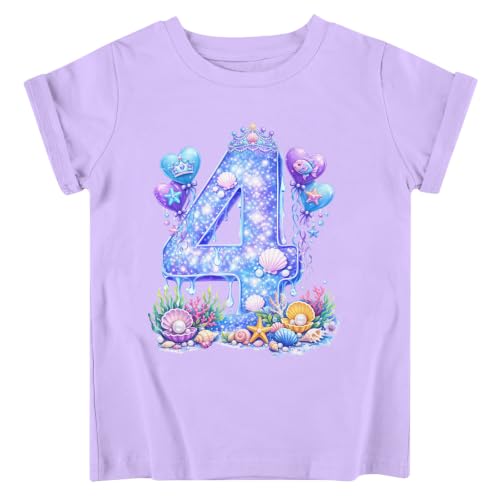 Image of Lovekider Girls Birthday T Shirts Cotton Short Sleeve T-Shirts Tee Party Clothing 3-6 Years