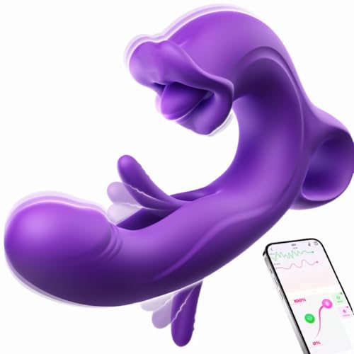 Update Model G Spotting Stimulator for Women Oragasm Rabbit, 7X Flapping & Vibration & Licking & Sucking with APP Control P5784T (Purple)