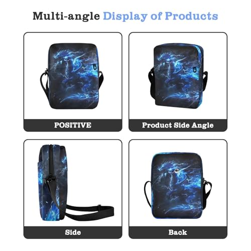Crossbody Bag Blue Flame Dragon Messenger Bag for Women Men Purse Shoulder Bag Satchel Bag with Adjustable Strap 202b59084