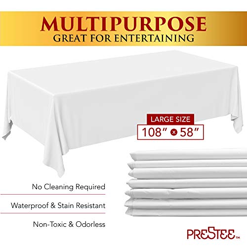 4 White Plastic Tablecloth - 108 X 54 Plastic Table Cloth | Disposable Tablecloths | White Tablecloths | Plastic Table Cover | Tablecloths For Bbq, Party, Fine Dining, Wedding, Outdoor #TOP2