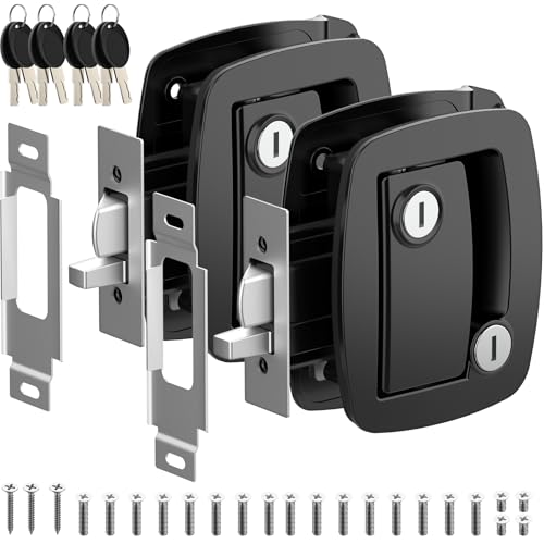 Image of WELLUCK RV Door Lock Replacement with Paddle Deadbolt, 100% Metal Camper Door Latch Handle Lock, RV Entry Door Lock for Camper Horse Travel Trailer Cargo Hauler