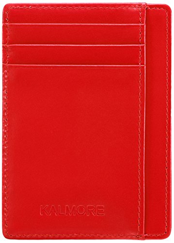 KALMORE Genuine Leather Front Pocket Slim Wallet Credit Card Holder with ID Window4