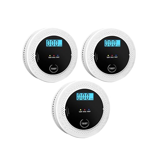 3 Packs, 2 in 1 CO & Smoke Detectors, CO Detector, Smoke Detector, 85 dB Alarm, LCD Digital...