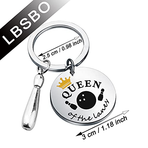 Llavero de bowling Queen of the Lanes en acero inoxidable de 3.0 para jugadoras 2