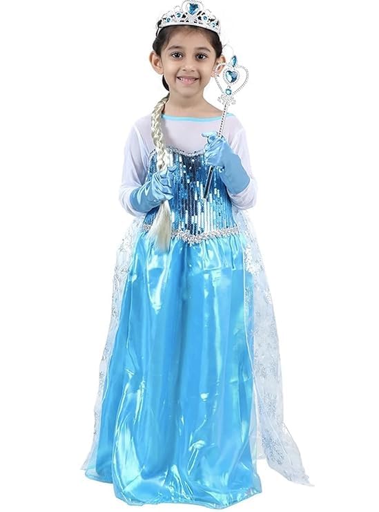 FancyDressWale Girls Princess party dress and accessories for special occasions (6-8 years, Blue princess style-1) (B0CMP1K7N5) Amazon Price History, Amazon Price Tracker