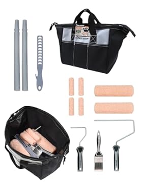 ROLLINGDOG Paint Roller Set - 9 inch Paint Tool Kit with Extension Pole with Tool Bag 13PC Includes Paint Roller Frame and Paint Roller Covers,Paint Brushes
