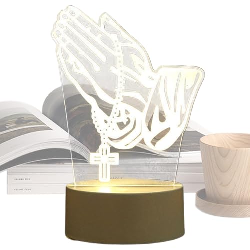 Lámpara de oración acrílica, luz artística de escultura de mano, iluminación de mesita de noche para dormitorio, decoración interior contemporánea, accesorio de escritorio brillante, lámparas de mesa