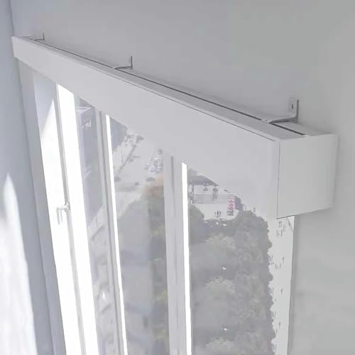 Barra de cortina montada en la pared, ajustable de 100 a 700 cm, barra de cortina de metal blanco para dormitorio, ventana de bahía, 600 cm de longitud