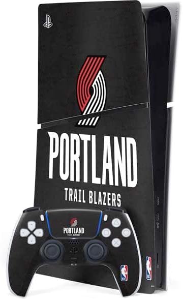 Skinit Decal Gaming Skin Compatible with PS5 Slim Digital Edition Bundle - Officially Licensed NBA Portland Trail Blazers Standard - Black Design
