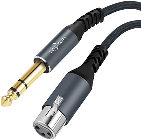Twozoh XLR żeński na 1/4 TRS kabel 0,3M. Pleciony 6,35 mm gniazdo stereo zbalansowany na 3-pinowy XLR kabel mikrofonowy