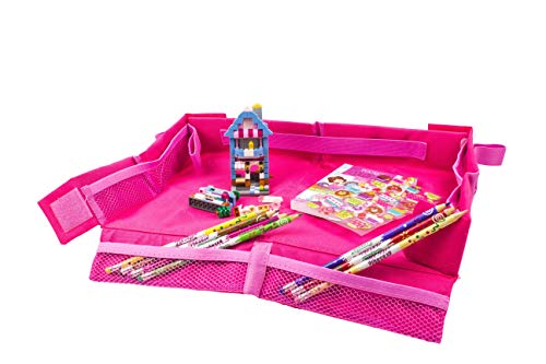 Fun N' Fly Foldable Travel Tray - Pink-Purple Portable Durable Kids, Toddler, Baby Play Space and Snack Desk for Airplane Travel by FunnFly