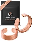 TheraCopper Pure Copper Rings for Women & Men (2-Pack) — 100% Pure Copper Ring — Raw, Solid & Uncoated Authentic Handmade Open-End Adjustable Ayurvedic Jewelry Rings (6mm Hammered)