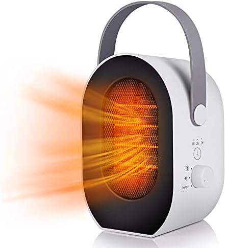Fan Heater Electric Heater with 1200W/600W Heating Modes, Portable Heaters for Home Low Energy 3 Timing Settings, Tip-Over and Overheat Protection, Space Small Heaters for Room Bedroom Office