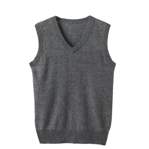 Men's Wool V-Neck Waistcoat Winter Sleeveless Pullover Vest Solid Color Layering Sweater Vest Tops