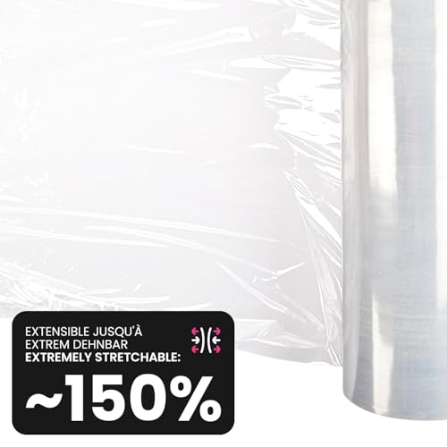 Netuno 6x transparente Stretchfolie 23my 500 mm 2,5 kg transparente Folie Polyethylen Folie Cast-Film transparent Plastikfolie Einpackfolie Umzugsfolie Verpackungsfolie Dehnfolie durchsichtig