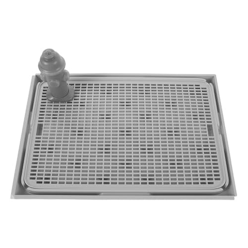 TOBBOMEY Dog Toilet Indoor with Pee Pad Holder and Potty Training Post, Washable Puppy Training Tray with Guide Column for Small to Large Dogs, Grey Pet Bathroom Litter Box 16.3 ×11.2