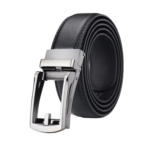 Mnjyihy Men's Business Genuine Leather Belts Jeans Automatic Adjustable Alloy Buckle Waist Straps Belts