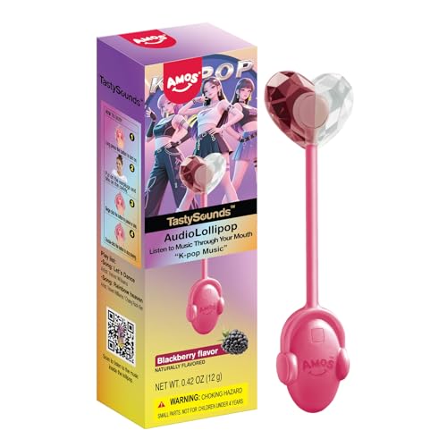 Amos Music Lollipop Candy, Audio Singing Lollipop, Individually Wrapped Natural blackberry Flavor (1 Pack)