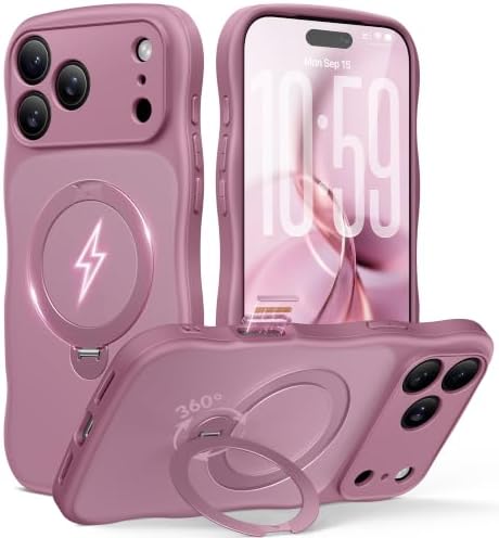 Magnetisch für iPhone 18 Pro Max & 17 Pro Max Hülle,Schwarze Johannisbeere | Fit mit Magsafe,Süßer Wellenrand,Stoßfeste Militärstandard Halbtransparente matt Handyhülle für iPhone