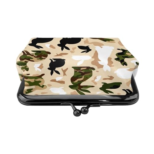 Pu Leather Buckle Coin Purse American-Rabbit-Camouflage Girls Kiss-Lock Change Purse Wallets2