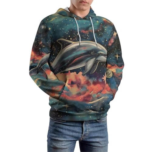 Sweat à capuche dauphin de la nébuleuse spatiale manches longues coupe unisexe S