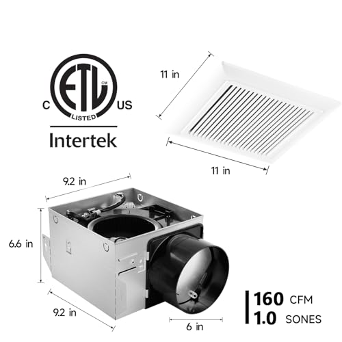 VENTECHLATION Bathroom Fan 160 CFM,6 Inch Duct — view 4
