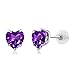 1.48 Ct Heart Shape 6mm Purple Amethyst 10K White Gold Stud Earrings