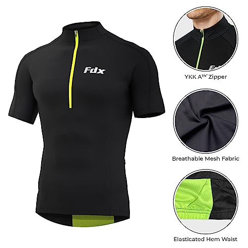 FDX Men’s Cycling Jersey - Short Sleeves Summer Biking Tops, Breathable Quick Dry Mountain Bike MTB Jersey, 1/4 Zip T Shirt for Running, Biking and Hiking - Image 3