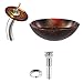 Kraus C-GV-680-19mm-10CH Mercury Glass Vessel Sink and Waterfall Faucet Chrome