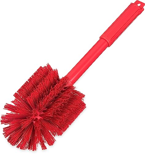 SPARTA Cleaning Brush – 16" Industrial Tank Pipe Cleaner with Handle for Commercial Kitchens with 5" Polyester Bristles Round Head Ideal for Large Containers HACCP Standard, Red