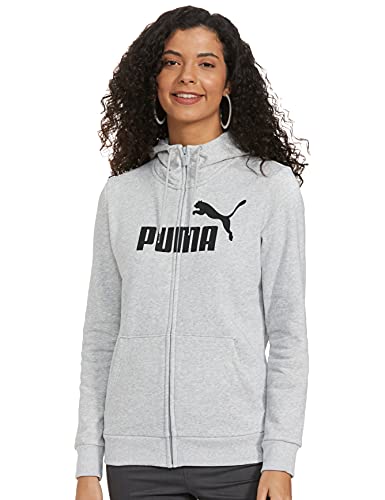 PUMA Damen ESS Logo Full-Zip Ho Pullover, Hellgrau, Wärme, S