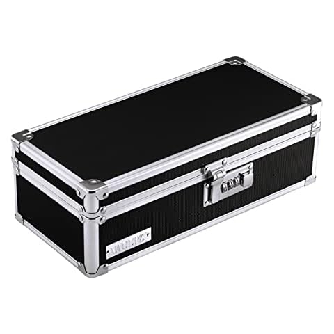 Vaultz Locking Medicine Storage Box with Combination Lock, 3.75" x 11.88" x 5.25", Black (VZ03480) Cover