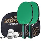 Senston Raquette Ping Pong Set, 3 Balles de Ping-Pong et 2 Professionnel Raquettes de Tennis de Table pour Débutants et Joueurs Avancés Intérieur Extérieur