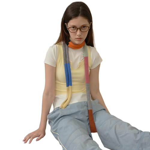 Colorful Striped Stitching Contrasting Thin Scarf for Women Colorful Scarf Long Thin Waist tie Scarf Girl Scarf Long Scarf Thin Scarf tie4